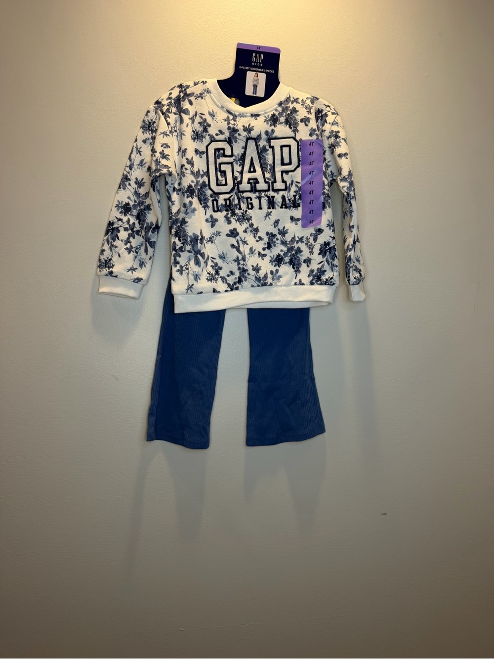 GAP Blue & White Floral Two-Piece Sweater Set - Girls